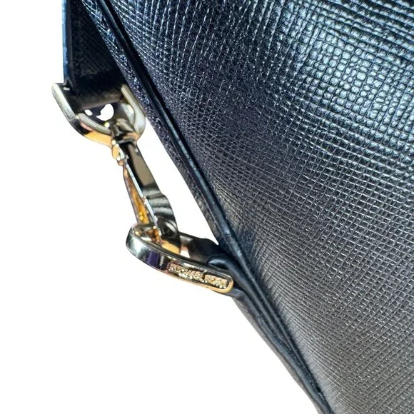 MICHAEL Michael Kors Greenwich Large Saffiano Leather Satchel Black Handbag Tote - Picture 6 of 12